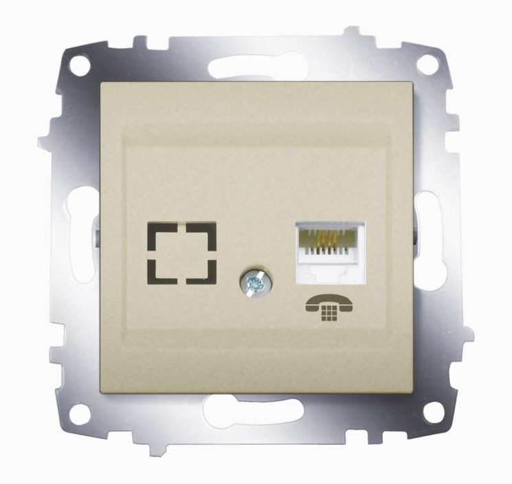 Механизм розетки телеф. 1-м Cosmo (RJ11 + гнездо) титаниум ABB 619-011400-221
