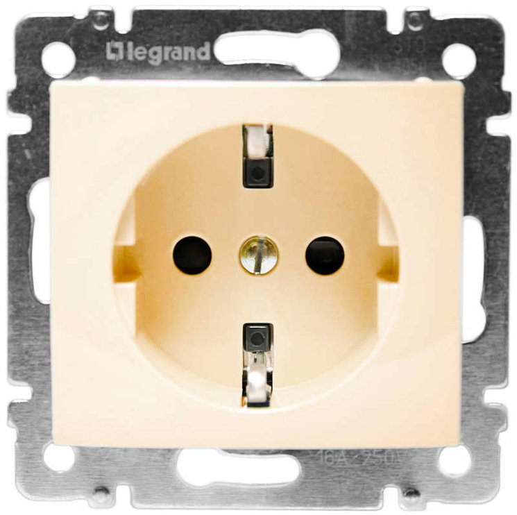 Розетка 1-м СП Valena 16А IP20 2P+E с заземл. немецк. стандарт механизм сл. кость (DIY-упак.) Leg 695612