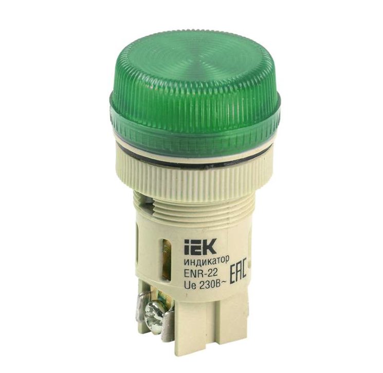 Лампа светосигнальная ENR-22 d22мм 240В AC зел. цилиндр неон IEK BLS40-ENR-K06