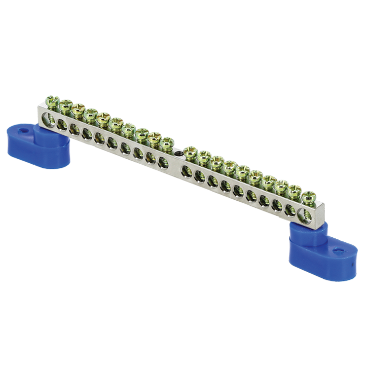 Шина нулевая N 6х9 20 отверст. цинк 2 син. угловых изолятора PROxima EKF sn1-63-20-2