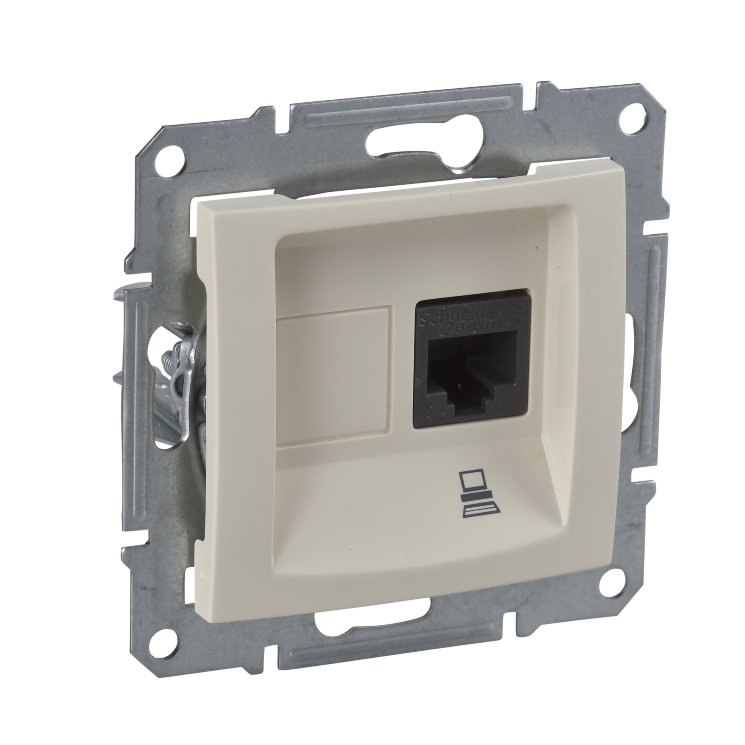Механизм розетки компьютерной 1-м СП Sedna RJ45 кат.5E UTP неэкранир. беж. SchE SDN4300147