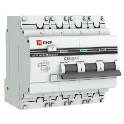 Выключатель автоматический дифференциального тока 4п C 63А 30мА тип AC 4.5кА АД-32 защита 270В электрон. PROxima EKF DA32-63-30-4P-pro