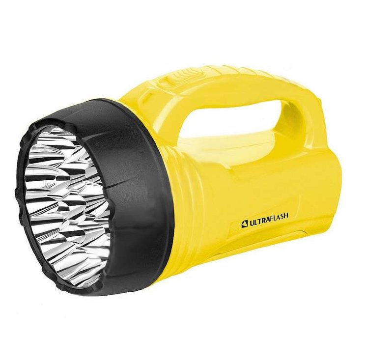 Фонарь аккумуляторный LED3819CSM 9LED + 12SMD 2 режима аккум. SLA 220В желт. Ultraflash 12102/12860