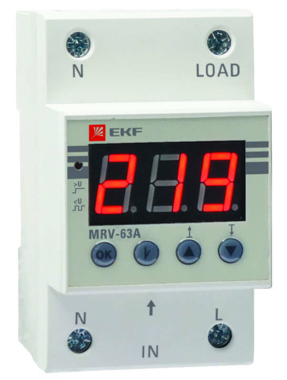 Реле напряжения с дисплеем MRV 63А PROxima EKF MRV-63A