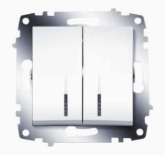 Механизм выключателя 2-кл. СП Cosmo 10А IP20 с подсветкой бел. ABB 619-010200-203