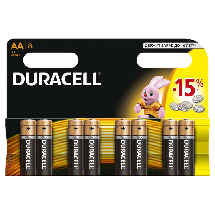 Элемент питания алкалиновый AA/LR6-8BL Basic (блист.8шт) Duracell C0037387