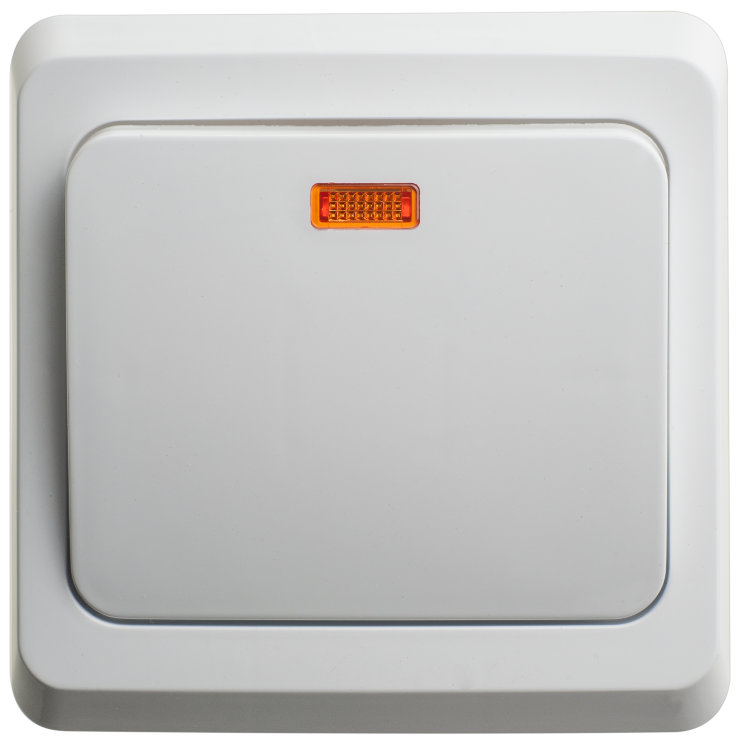 Переключатель проходной 1-кл. СП Этюд 10А IP20 с подсветкой бел. SE BC10-007B