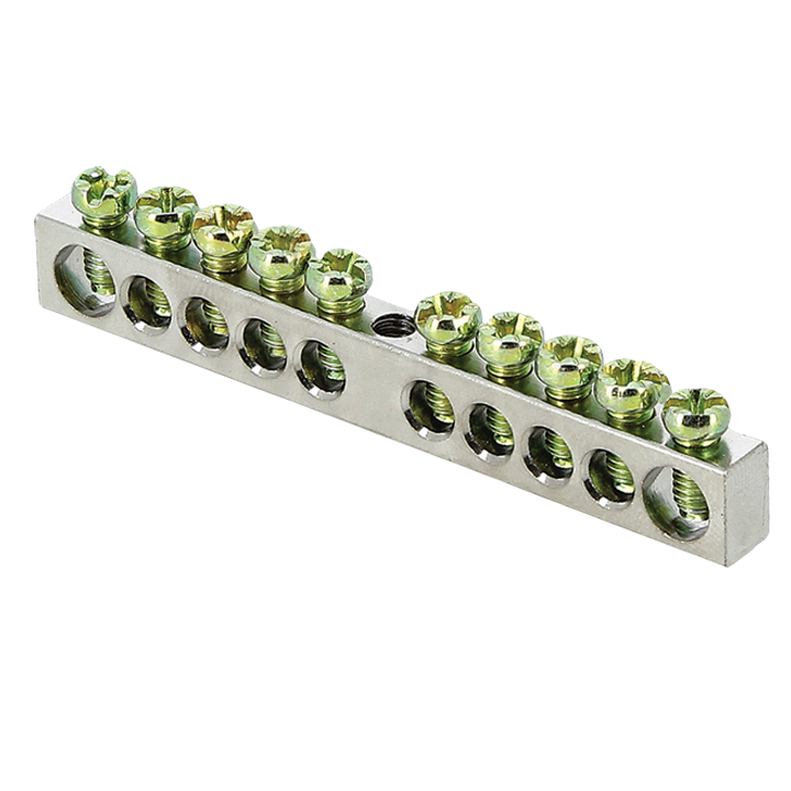 Шина PEN "ноль-земля" 6х9 10 отверст. цинк крепеж по центру PROxima EKF sn1-63-10