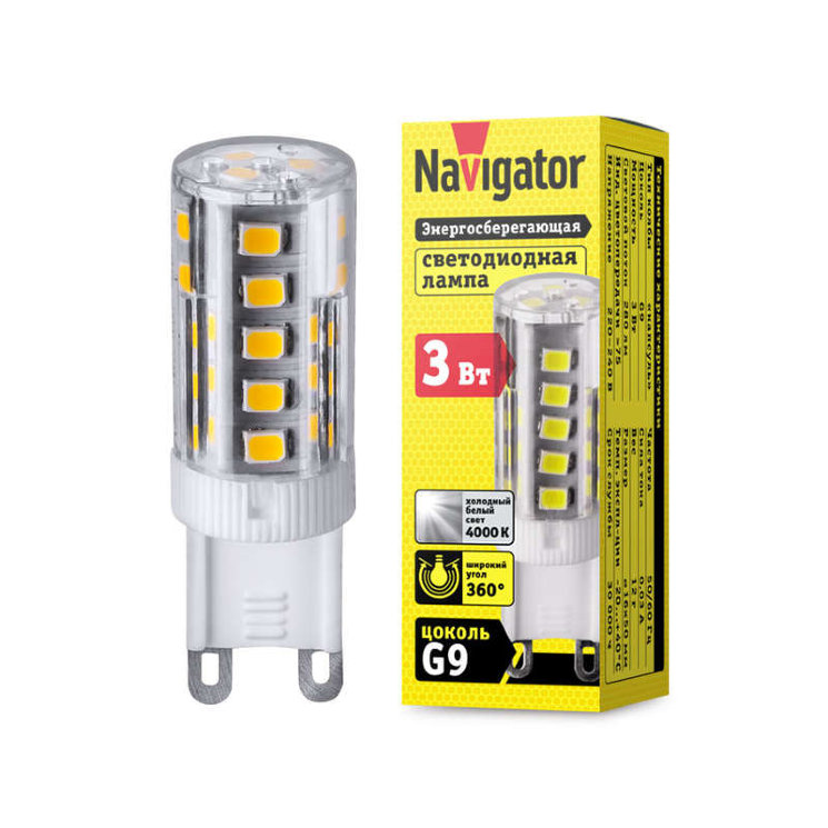 Лампа светодиодная 71 994 NLL-P-G9-3-230-4K 3Вт 4000К нейтр. бел. G9 280лм 220-240В Navigator 71994