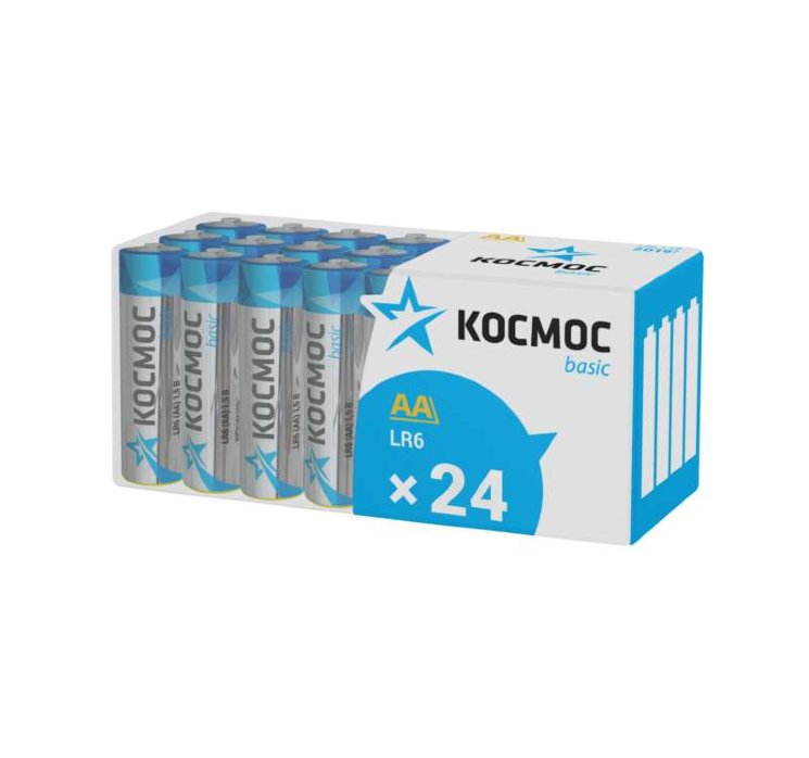 Элемент питания алкалиновый AA/LR6 пластик. бокс (уп.24шт) КОСМОС KOCLR6_24BOX