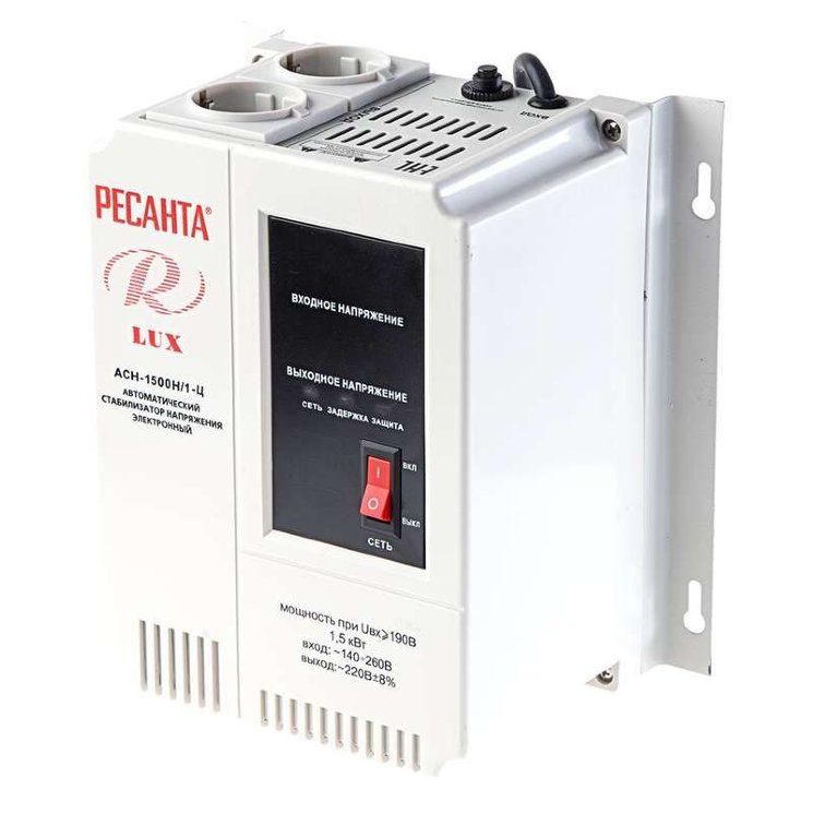 Стабилизатор напряжения АСН-1500Н/1-Ц Lux 1ф 1.5кВт настен. IP20 Ресанта 63/6/20