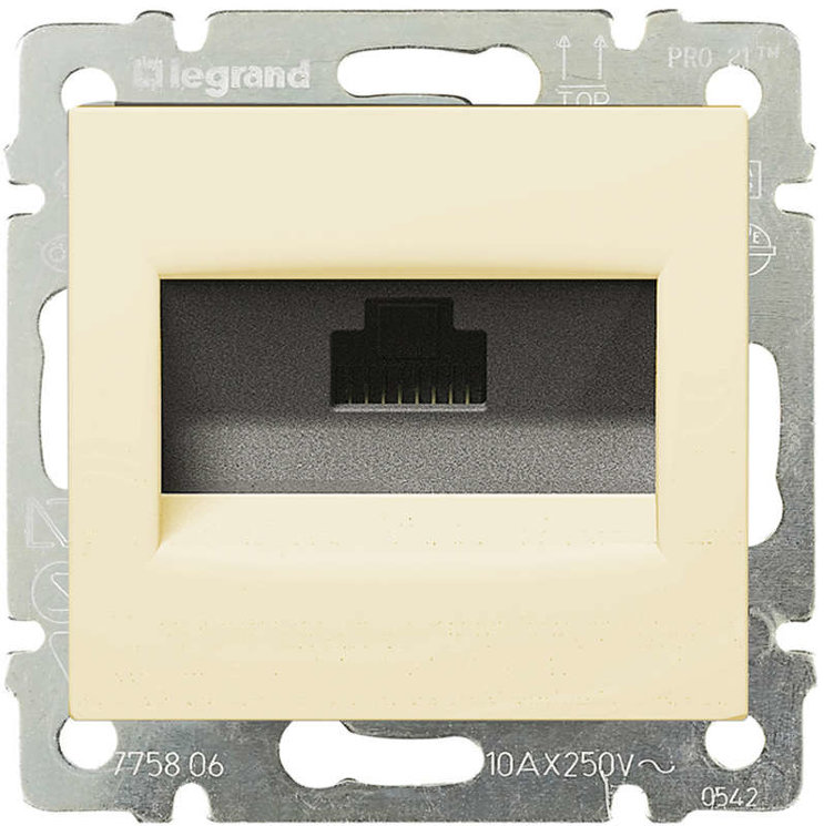 Механизм розетки компьютерной 1-м СП Valena RJ45 ISDN/интернет сл. кость Leg 774341