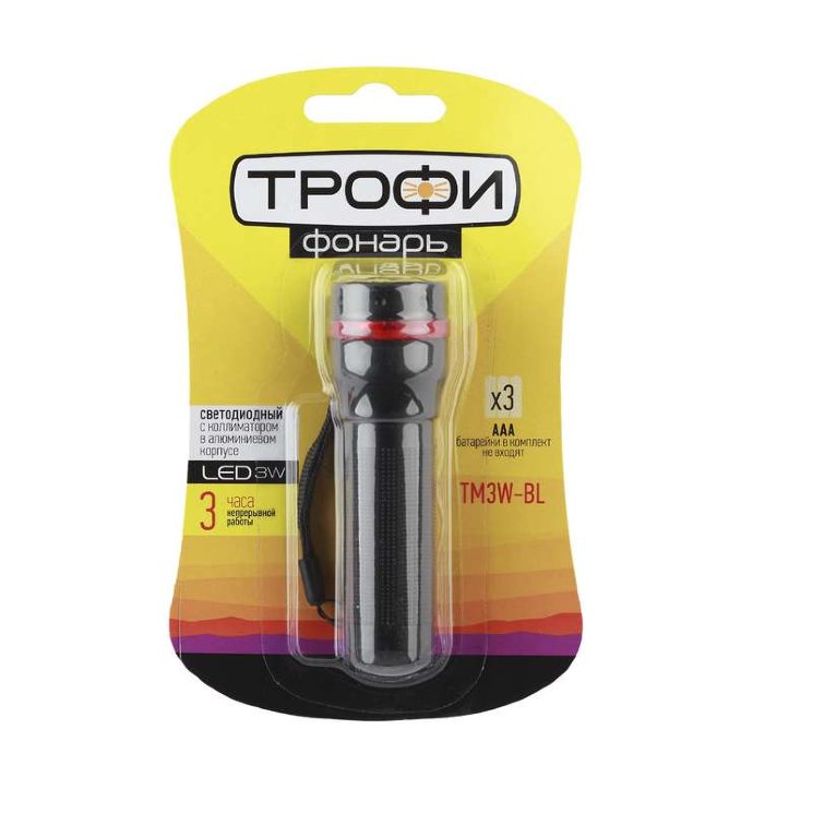 Фонарь TM3W-BL 1х3Вт LED колим. линза алюм. Трофи Б0023320