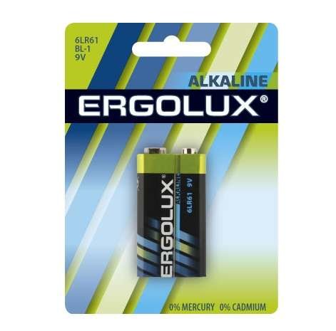 Элемент питания алкалиновый "крона" 6LR61 9В Alkaline BL-1 (блист.1шт) Ergolux 11753