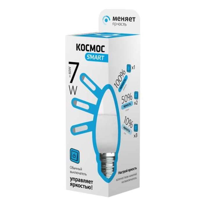 Лампа светодиодная CN 7Вт 220В E27 4500К 3 уровня яркости Smart КОСМОС Lksm_LEDSD7wCNE2745