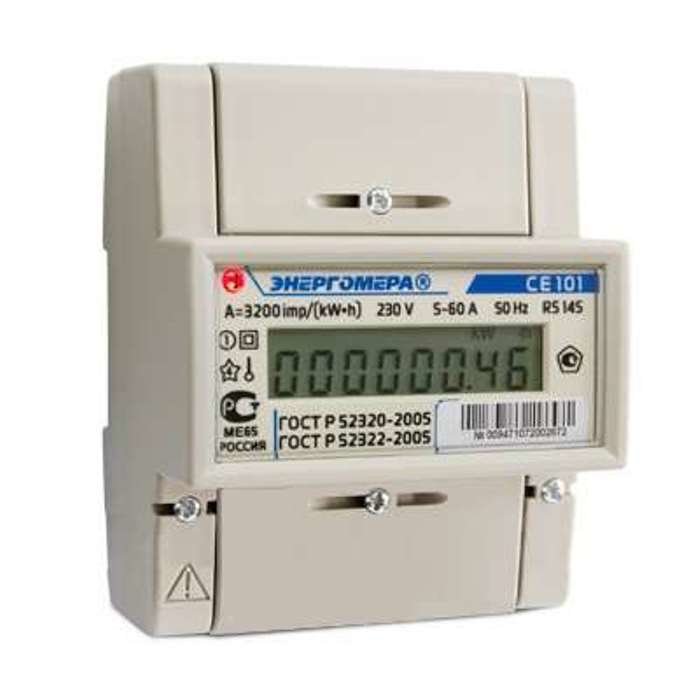 Счетчик CE101 R5 145 1ф 5-60А класс точн. 1.0 1 тариф. Энергомера 101001003009471