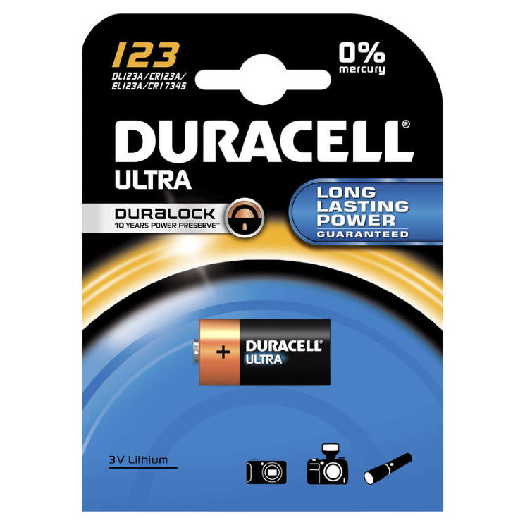 Элемент питания литиевый CR123 BP-1 ULTRA (блист.1шт) Duracell A0001263