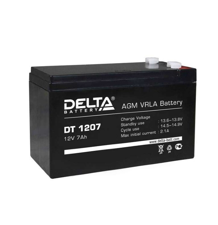 Аккумулятор ОПС 12В 7А.ч Delta DT 1207