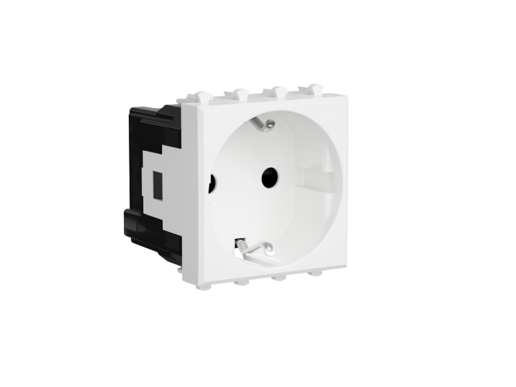 Розетка 1-м 2мод. Avanti "Белое облако" 16А IP20 2P+E защ. шторки бел. DKC 4400002
