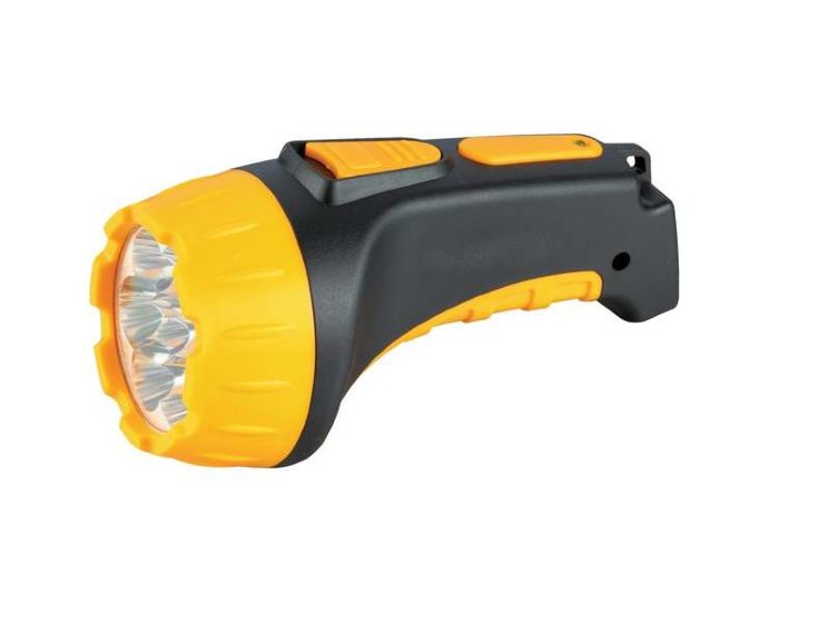 Фонарь аккумуляторный LED3807 7LED 2 режима аккум. SLA 220В пластик. черн./желт. (кор.) Ultraflash 9216