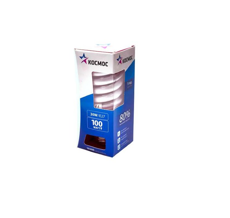 Лампа люминесцентная компакт. SPC 20Вт E27 спиральная 4200К КОСМОС LKsmT2SPC20wE2742