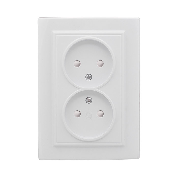Розетка 2-м СП Минск 10А IP20 без заземл. защ. шторки бел. Basic EKF ERR10-102-100