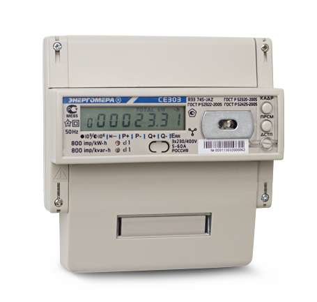 Счетчик CE303 R33 746-JAZ 3ф 5-100А 230В 1/1 класс точн. многотариф.; оптопорт RS485 Моск. вр. Энергомера 101004003009114