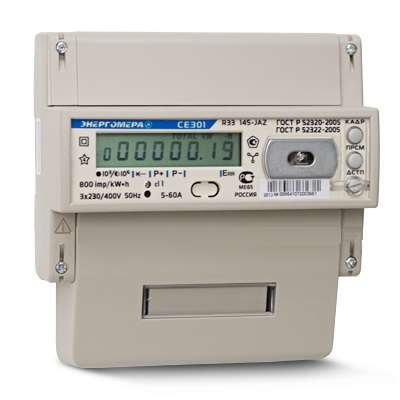 Счетчик CE301 R33 145-JAZ 3ф 5-60А 1 класс точн. многотариф.; универс. креп. RS485 оптопорт Моск. вр. Энергомера 101004002008841