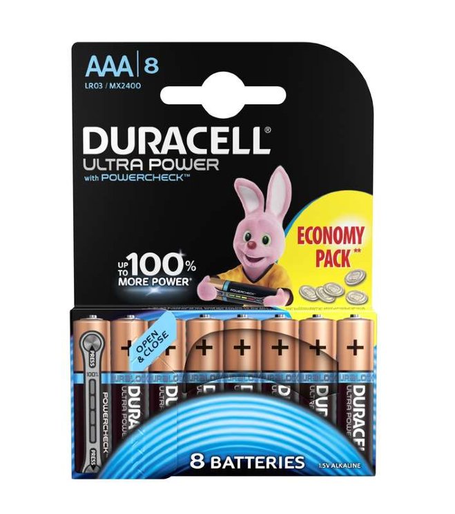 Элемент питания алкалиновый LR03-8BL Ultra Power (блист.8шт) Duracell Б0038765