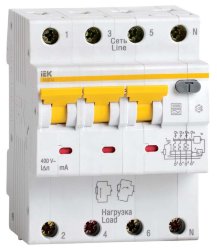 Выключатель автоматический дифференциального тока 4п (3P+N) C 32А 100мА тип A 6кА АВДТ-34 IEK MAD22-6-032-C-100