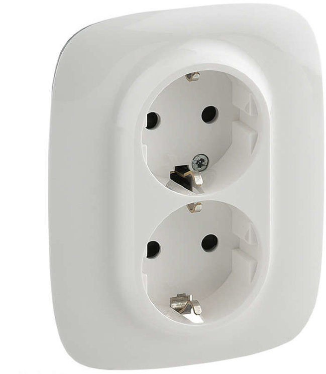 Розетка 2-м СП Valena Allure 16А IP20 250В 2х2P+E защ. шторки безвинт. клеммы с лицев. панелью бел. Leg 753726