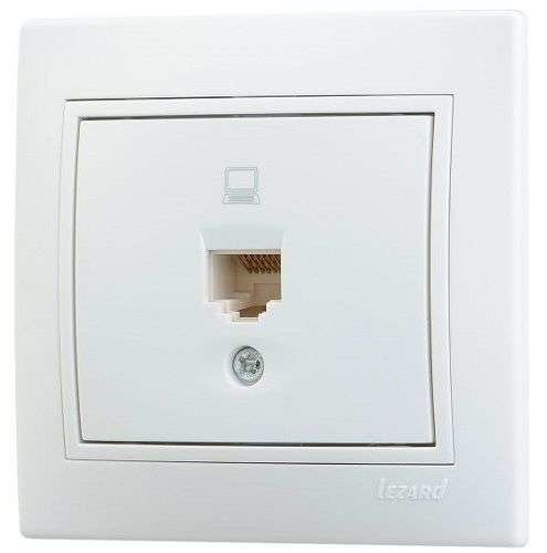 Розетка компьютерная 1-м СП Mira RJ45 бел./бел. LEZARD 701-0202-139