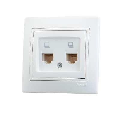 Розетка компьютерная 2-м СП Mira RJ45 бел./бел. LEZARD 701-0202-141