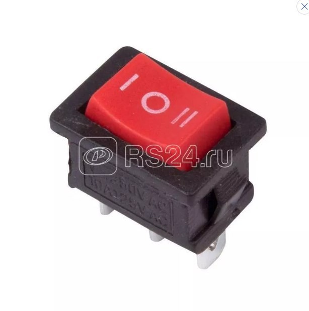 Выключатель клавишный 250В 6А (3с) ON-OFF-ON красн. с нейтралью Mini (RWB-205; SC-768) REXANT 36-2144