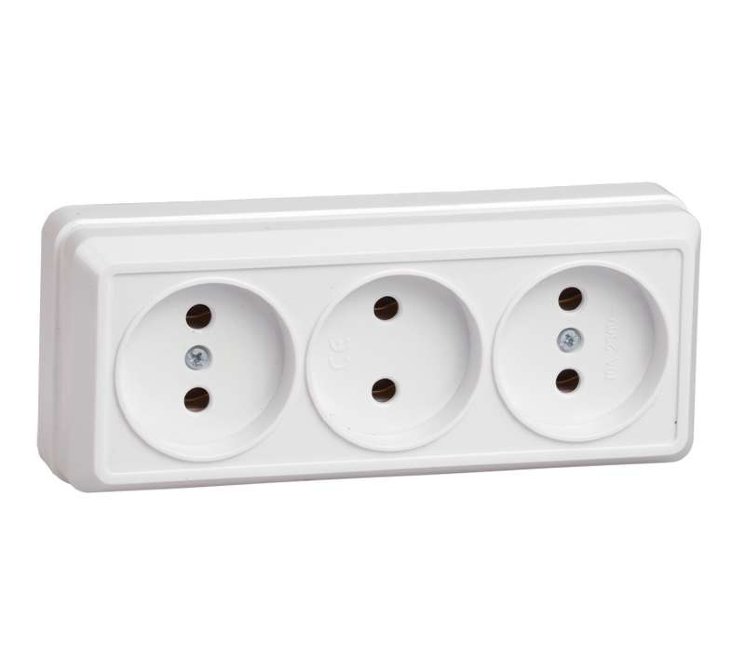 Розетка 3-м ОП Октава 10А IP20 без заземл. бел. IEK ERO30-K01-10-DC
