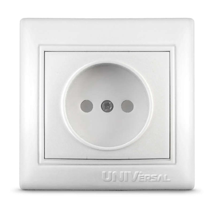 Розетка 1-м СП Севиль 16А IP20 без заземл. защ. шторки бел. UNIVersal С0047