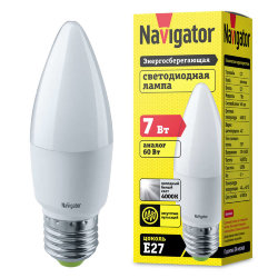 Лампа светодиодная 94 494 NLL-C37-7-230-4K-E27-FR 7Вт свеча 4000К бел. E27 560лм 176-264В Navigator 94494
