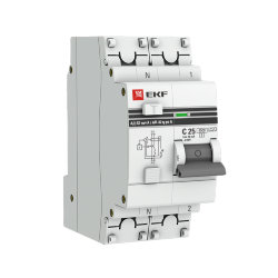 Выключатель автоматический дифференциального тока 2п C 16А 30мА тип AC 4.5кА АД-32 2мод. защита 270В электрон. PROxima EKF DA32-16-30-pro