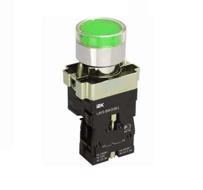 Кнопка LAY5-BW3361 с подсветкой зел. 1з IEK BBT50-BW-K06