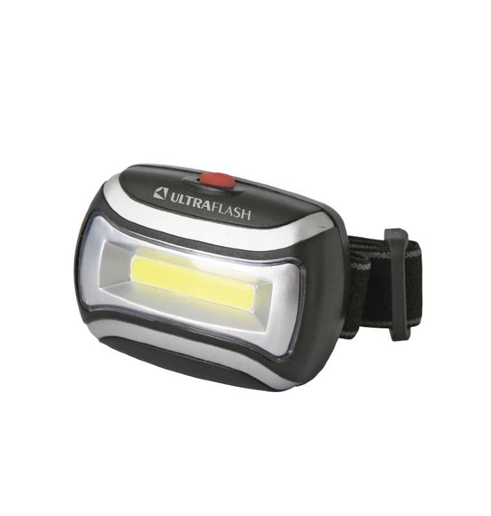 Фонарь налобный LED 5380 (3Вт COB LED 3 режима черн. пласт. пакет) Ultraflash 12870