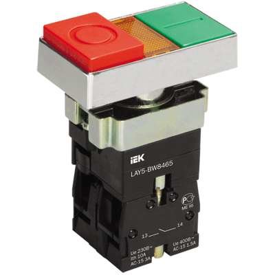 Кнопка LAY5-BW8465 "I-O" сдвоенная c подсв. IEK BBD40-BW-K51