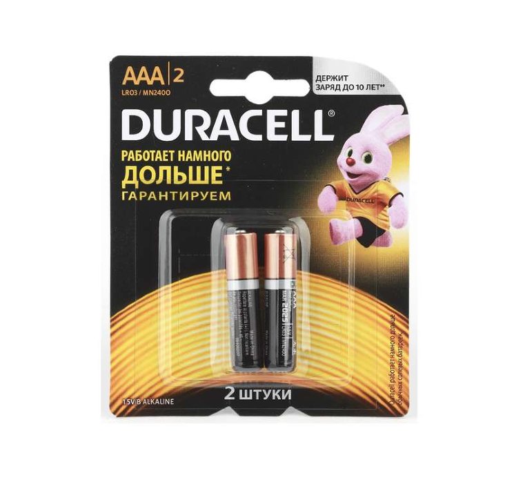 Элемент питания алкалиновый AAA/LR03/MN 2400 Basic BP-2 (блист.2шт) Duracell Б0014052/Б0026812