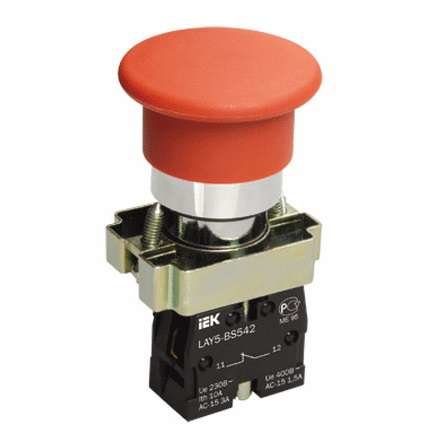Кнопка управления "Грибок" LAY5-BC42 1р красн. IEK BBG71-BC-K04