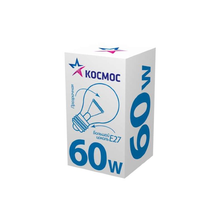 Лампа накаливания 60Вт A50/A55 прозрачная E27 230В КОСМОС LKsmSt55CL60E27v2