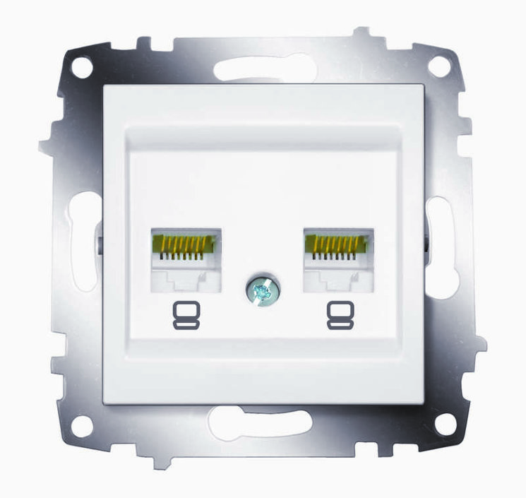 Механизм розетки комп. 2-м Cosmo (RJ45 CAT.6 + RJ45 CAT.6) бел. ABB 619-010200-248