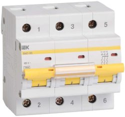 Выключатель автоматический модульный 3п C 40А 10кА ВА47-100 IEK MVA40-3-040-C