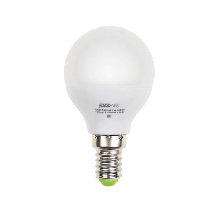 Лампа светодиодная PLED-ECO 5Вт G45 шар 4000К нейтр. бел. E14 400лм 220-240В JazzWay 1036926A