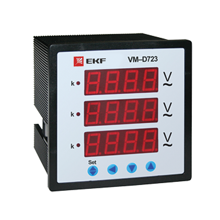 Вольтметр цифровой VM-D723 на панель 72х72 трехфазный EKF vm-d723