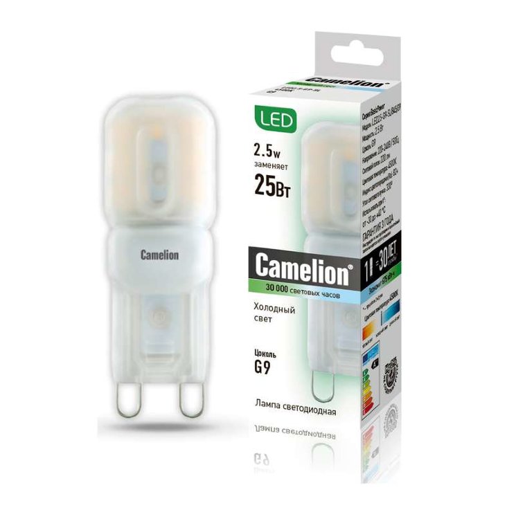 Лампа светодиодная LED2.5-G9-SL/845/G9 2.5Вт капсульная 4500К бел. G9 220лм 220-240В Camelion 12024