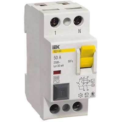 Выключатель дифференциального тока (УЗО) 2п 63А 100мА тип AC ВД1-63 IEK MDV10-2-063-100